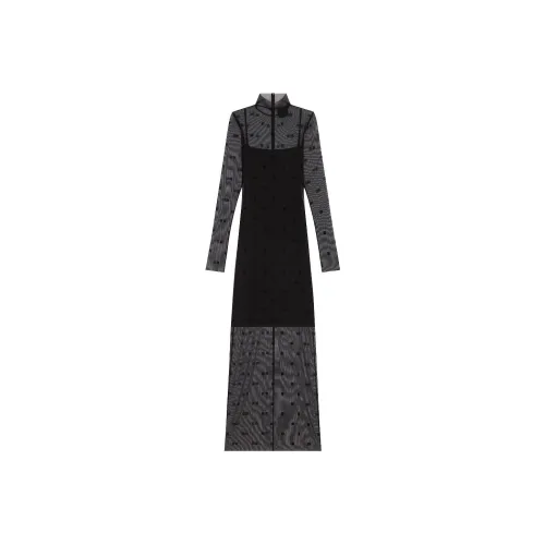 GIVENCHY Длинное платье с длинными рукавами женское черное