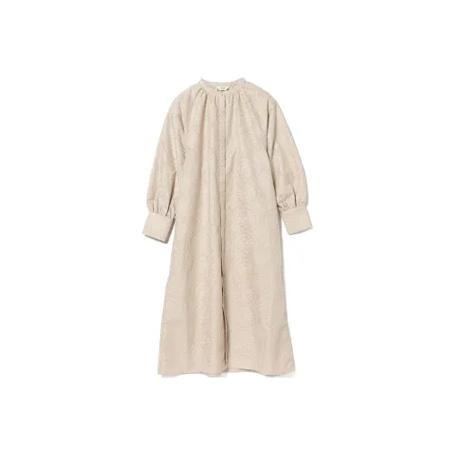 BEAMS Длинное платье с длинными рукавами цвет слоновая кость женское