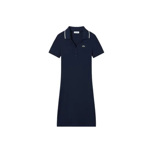 lacoste HHW/Темно-синий/Белый Женские Короткие Платья с Рукавами