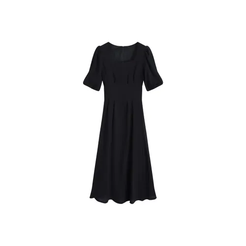 DGMZ Короткий рукав Платье Женское Черное
