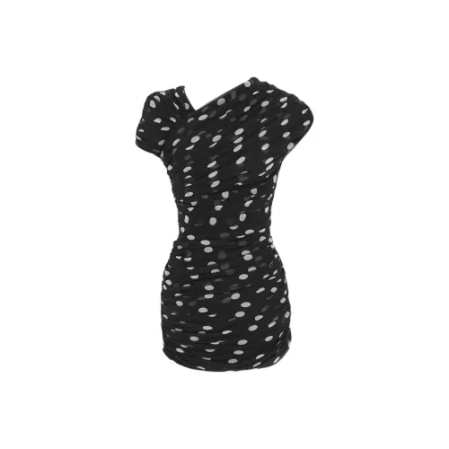 SAINT LAURENT SS24 Короткое платье с короткими рукавами женское черное