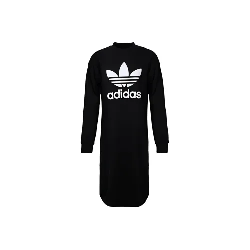 Adidas Originals Длинное платье с длинными рукавами женское черное