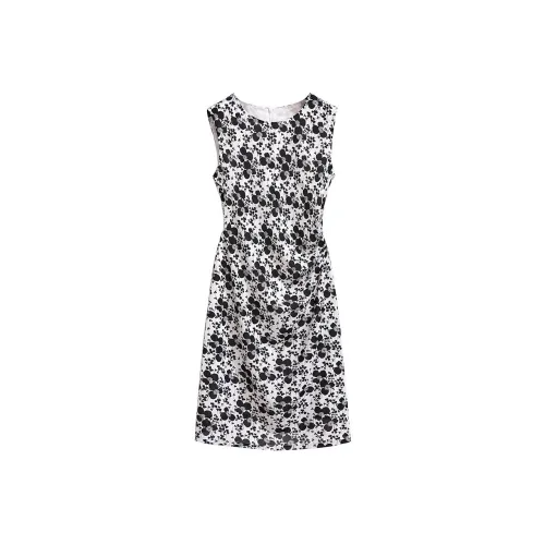 Silky Queen Без рукавов Платье Женское Черное Белое