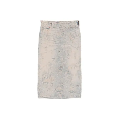 DIESEL Деним Длинный Юбка Женская Светло-Синий