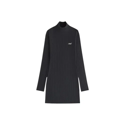 Kith Черное Женское Длинное Платье с Рукавами