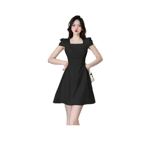 AURORA MUSE Короткий рукав Платье Женское Черное