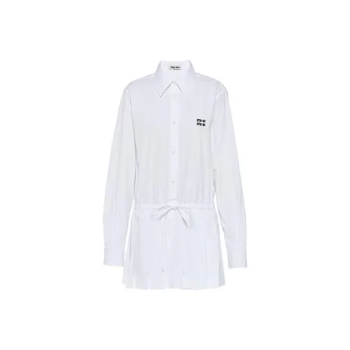 MIU MIU Белое Женское Длинное Платье с Рукавами