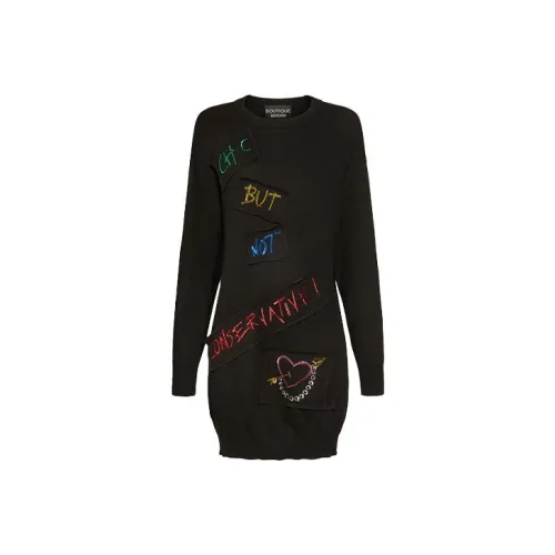 MOSCHINO Черное Женское Длинное Платье с Рукавами