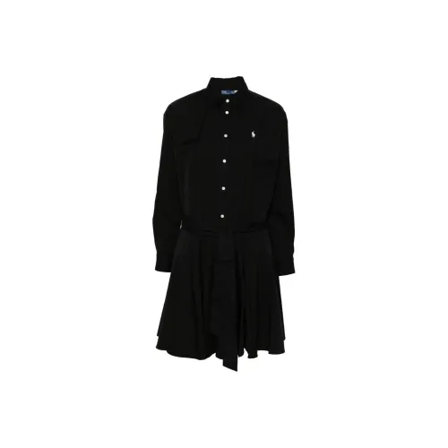 Polo Ralph Lauren SS24 Длинное платье с длинными рукавами женское черное