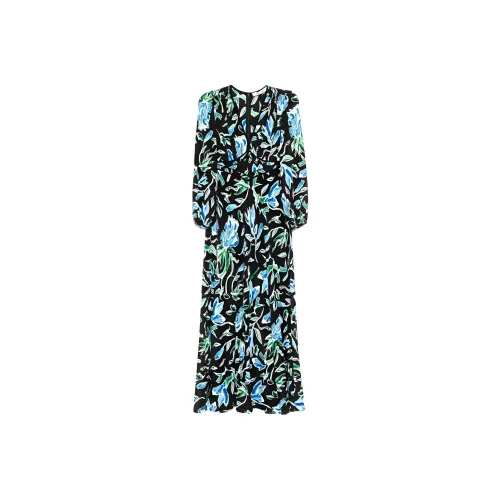 Diane von Furstenberg Длинное платье с длинными рукавами женское зеленое