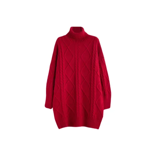 Tonlion Длинное платье с длинными рукавами женское темно-красное