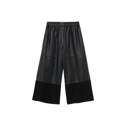 LOEWE FW24 Кожаные брюки Женские Черные