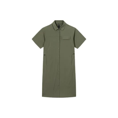 CHAOJIANTA Короткий рукав Платье Женское Виноградный лист Зеленый