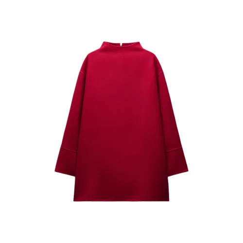 ZARA ZW Series Длинное Платье с Длинными Рукавами Женское Красное