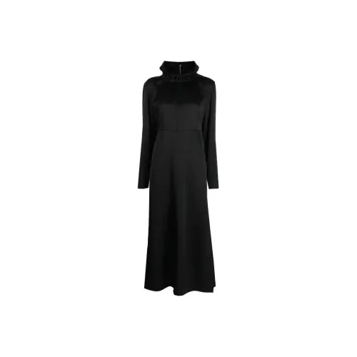 JIL SANDER Черное Женское Длинное Платье с Рукавами