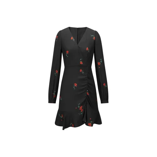 PEACEBIRD Длинное платье с длинным рукавом женское черное