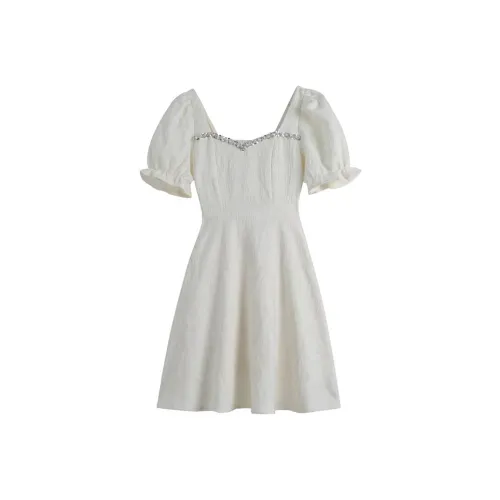 MO VOICE Короткий рукав Платье Женское Абрикосовое