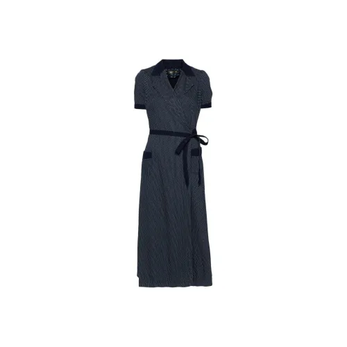 DOUBLE RL SS24 Короткое платье с короткими рукавами женское морской синий