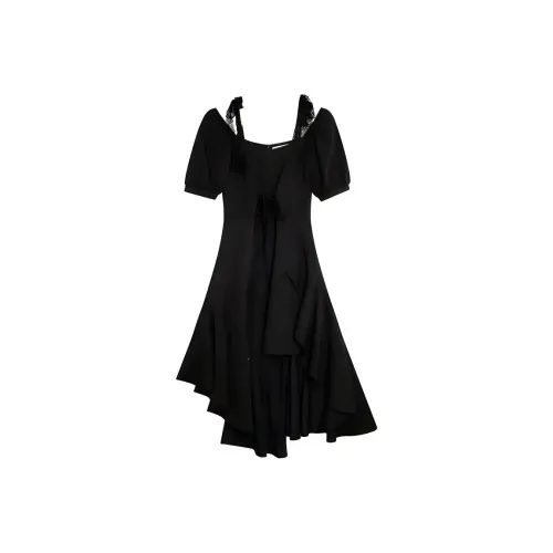 Local Gal Короткий рукав Платье Женское Черное