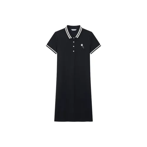 HAZZYS Короткое платье с короткими рукавами женское темно-синее