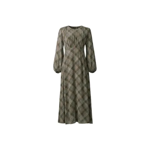 UNIQLO Оливковый Женские Длинные Платья с Рукавами