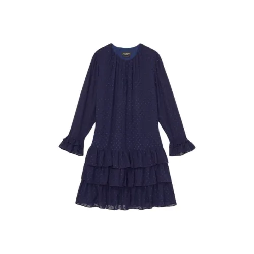 Kate Spade SS25 Длинное Платье с Длинными Рукавами Женское Синее