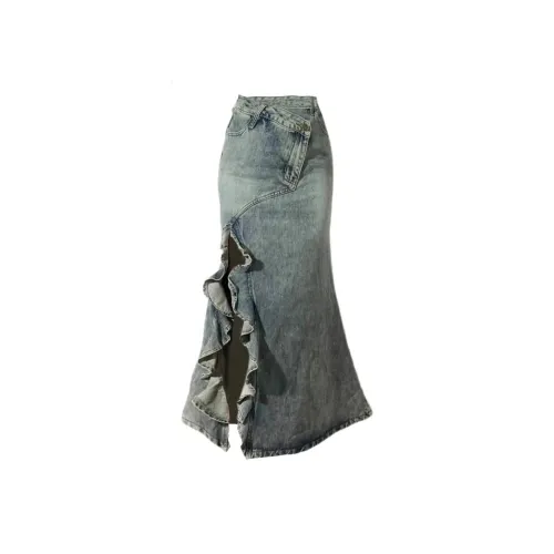 MIMOSA CHUR Denim Длинная Юбка Женская Синяя