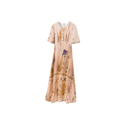 FORTEI Короткий рукав Платье Женское Ancient Коричневый