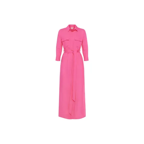 L'AGENCE Длинное платье с длинными рукавами женское темно-ягодный розовый