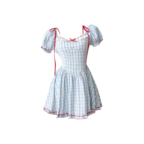 CANTALOVE Короткое платье с короткими рукавами женское небесно-голубой