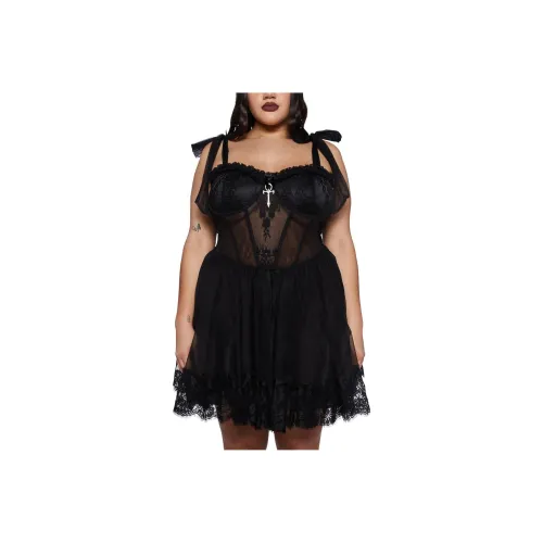 Dolls Kill Widow Plus Dance с Death Mini Dress Slip Dress Women's BLACK Черный