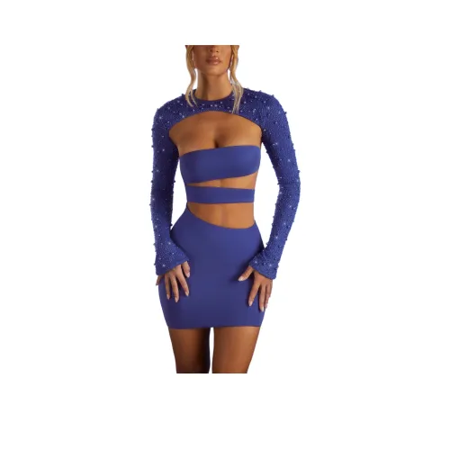 OH POLLY MAYFAIR Длинное Платье с Длинными Рукавами Женское Темно-синий Темно-синий