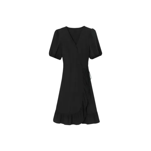 PLANE DRIFT Короткий рукав Платье Женское Черное