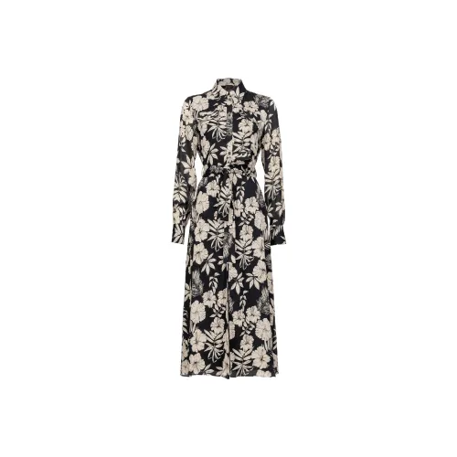 PINKO Черное Женское Длинное Платье с Рукавами