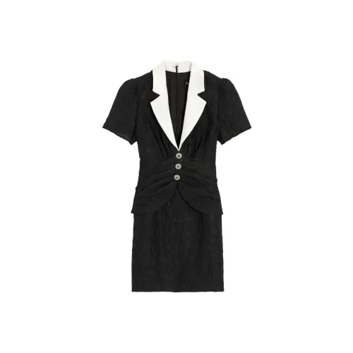 BEBE Черное Женское Короткое Платье с Рукавами