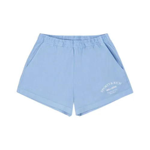 SPORTY RICH SS24 Wellness Studio Повседневные шорты Женские Небесно-голубой Белый
