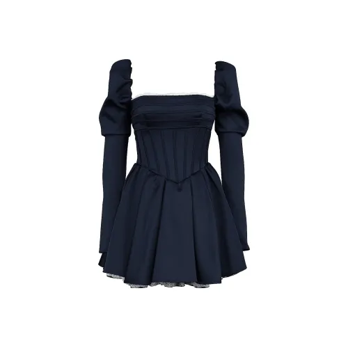 HOUSE OF CB Venetia Длинное платье с длинными рукавами Женское Полночь Полночный синий