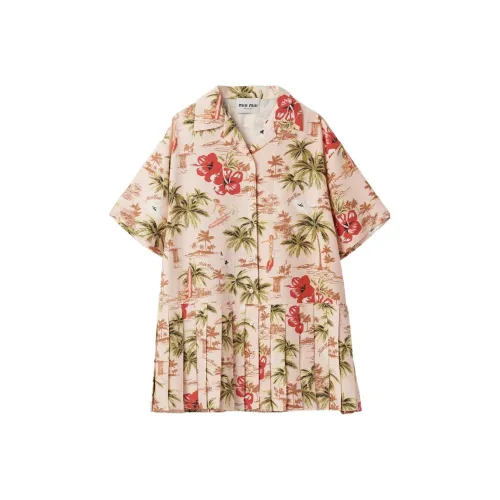 MIU MIU FW23 Короткий рукав Платье Женское Персиковый