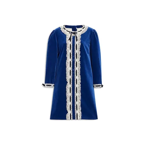 COACH Длинное платье с длинными рукавами женское синее