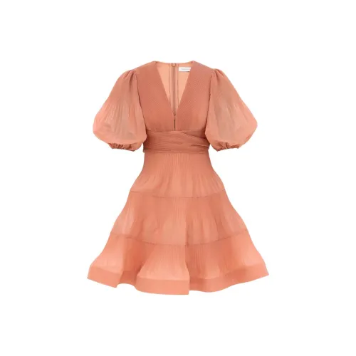 Zimmermann SS25 Spring Collection Короткий рукав Платье Женское Апельсин