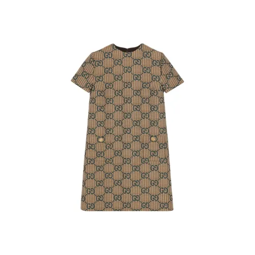 GUCCI Короткий рукав платье женское коричневый