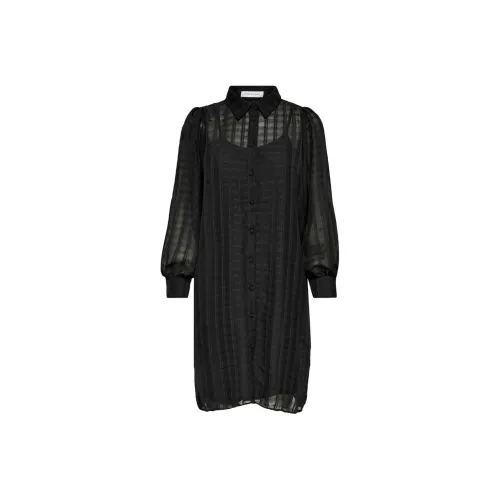 Sacai Черное Женское Длинное Платье с Рукавами
