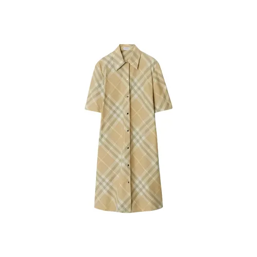 Burberry Льняная ткань Женские Платья с коротким рукавом