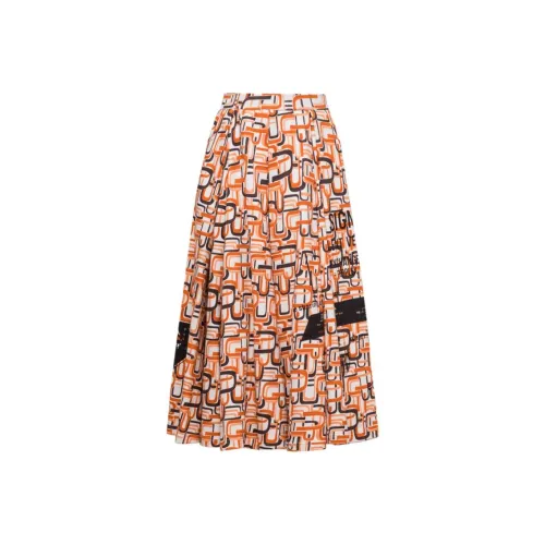 PRADA Повседневный Длинный Юбка Женские Оранжевый