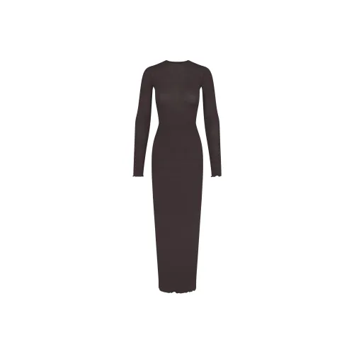 SKIMS Прозрачный Модал Длинный Рукав Длинное Платье Длинный Рукав Платье Женские Феникс Феникс