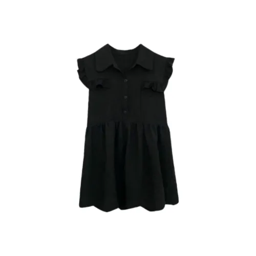 ARIADNAW STUDIO Короткий рукав Платье Женское Черное