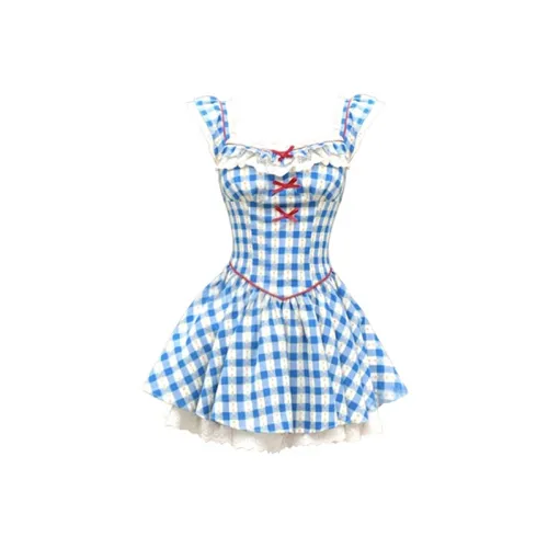 SYEEE WITH U Короткий рукав Платье Женское Синий