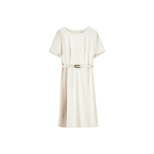 SENTUBILA Короткий рукав Платье Женское Абрикосовое