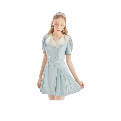 JORYAweekend Короткий рукав Платье Женское Синий