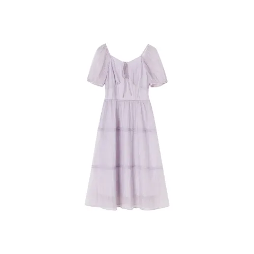 XIANGYING Короткий рукав Платье Женское Фиолетовое